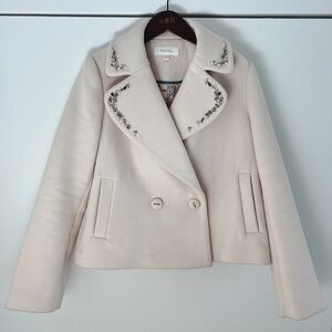 Elegant Wool-Blend Embellished Collar Jacket Coat | Five Plus | Size M